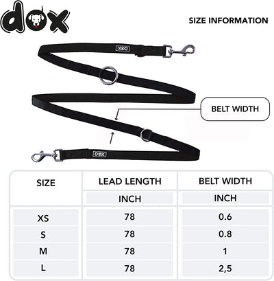 DDOXX Dog Leash Air Mesh, Adjustable 3 Length, 6.6 ft | Many Colors & Sizes | for Small