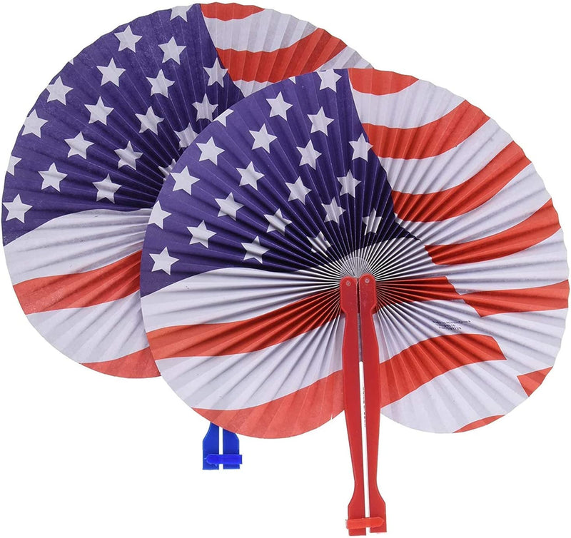 Kicko 10 Inch Folding Stars and Stripes Paper Fan - 12 Pieces Accordion Style Assortment