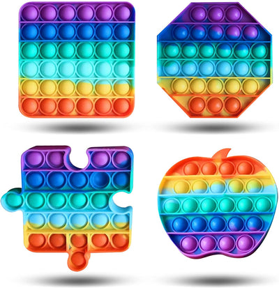 Enovoe Pop Fidget Toys - 4 Pack, Push Pop Toys for Kids and Adults - Rainbow Bubble Fidget