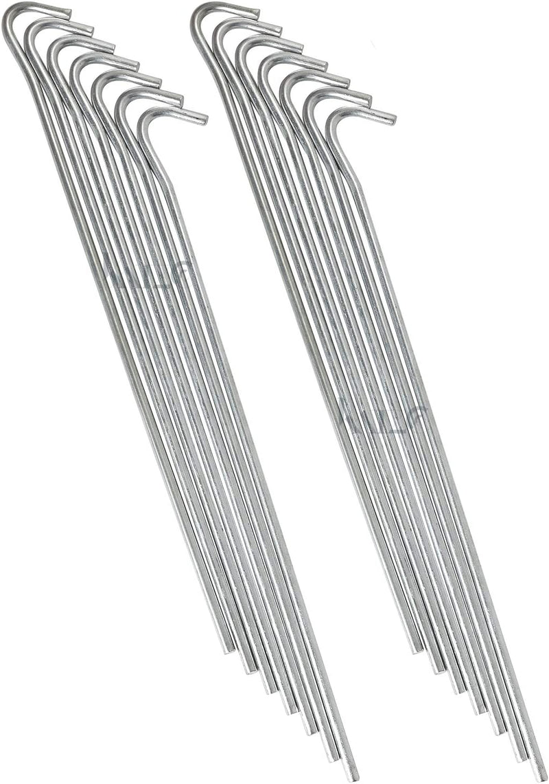 Katzco 9 Inch Tent and Garden Stakes - 10 Piece Galvanized Steel Rust Resistant Pegs -