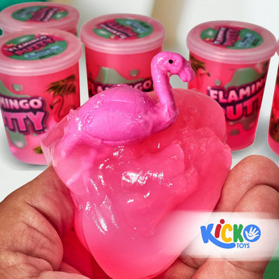 Kicko Flamingo Putty - 6 Pack Pink Colored Putty with Mini Flamingo - Educational Fidget
