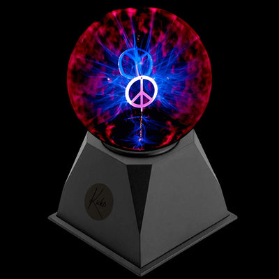 Kicko Plasma Ball - Nebula, Thunder Lightning, Piece Sign Center - 8 Inch, Plug-in -