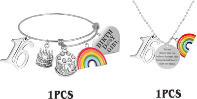 16th Birthday Gifts for Girl, 16th Birthday Necklace and Bracelet, HAPPY 16th Birthday