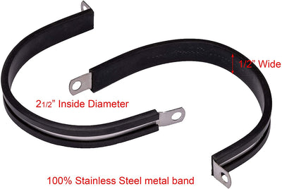 2-1/2" Diameter Stainless Cushion Cable Clamp, 18-8 Stainless Steel (10pc
