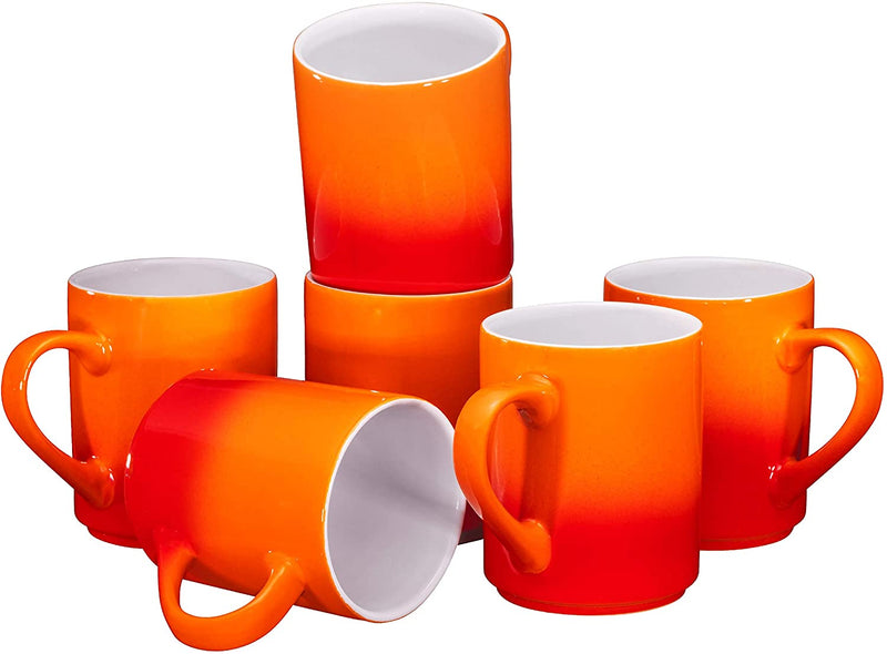 Ceramic Coffee Mugs 12oz Cups Tea Mugs Set of 6 (Gradient Orange