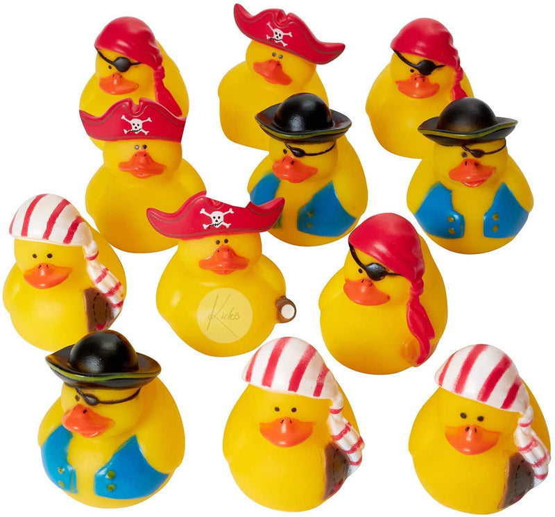 Kicko Mini Pirate Rubber Duckies for Party Favors and Bath Time - 2 Inches, 12
