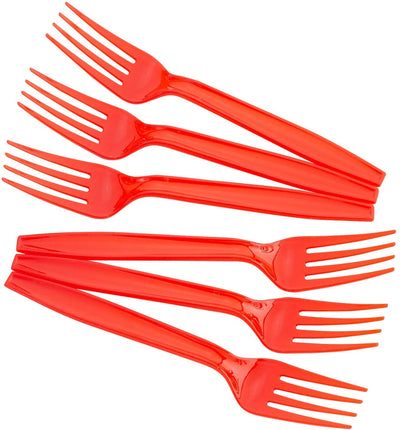 Kicko Red Premium Forks - 108 Pieces - for Catering Events, Parties, Wedding Receptions