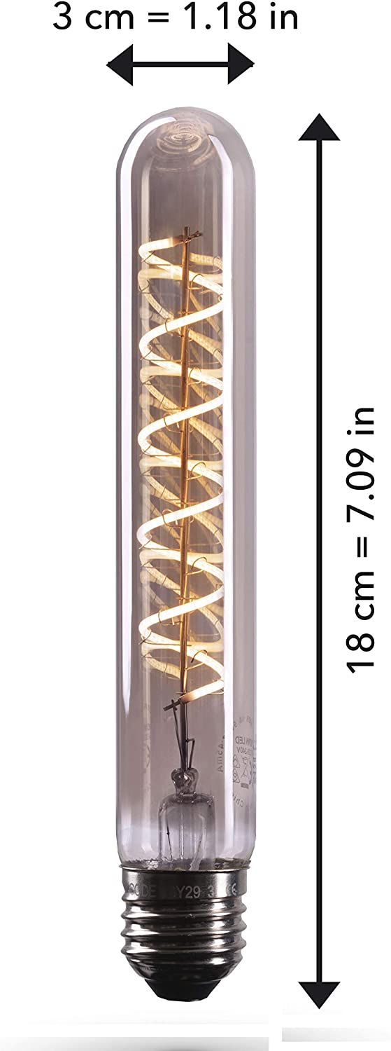 Smoky Edison flute pipe light bulb E27 version in smoke glass optics dimmable 4W 2200