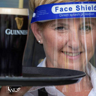 Katzco Reusable Face Shields - 50 Pack - Clear Full Face Visor Mask with Removable