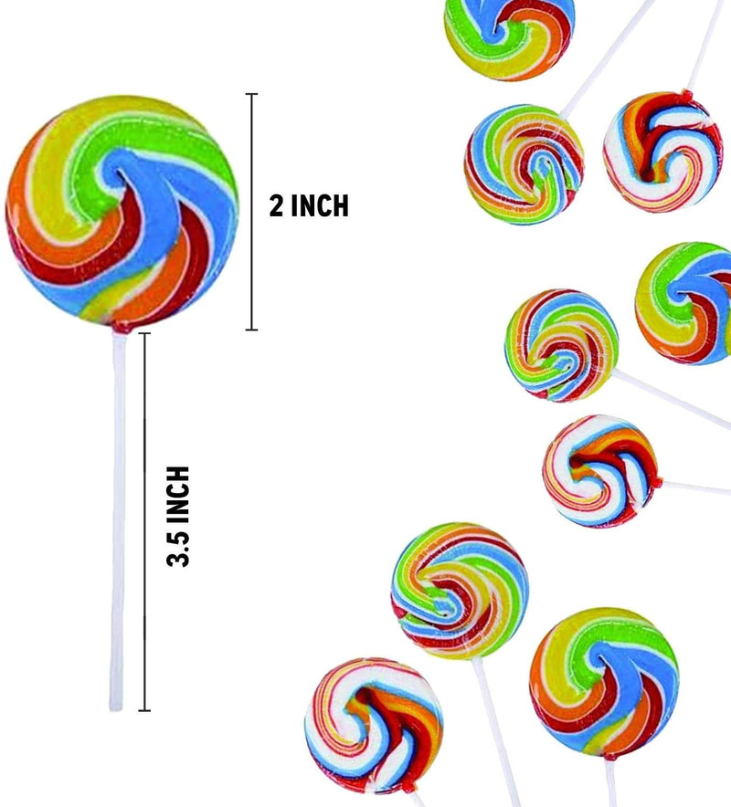 Kicko Swirl Lollipops with Sticks - Pack of 12 2 Inch Flavored Lollipops in a 3.5 Inch