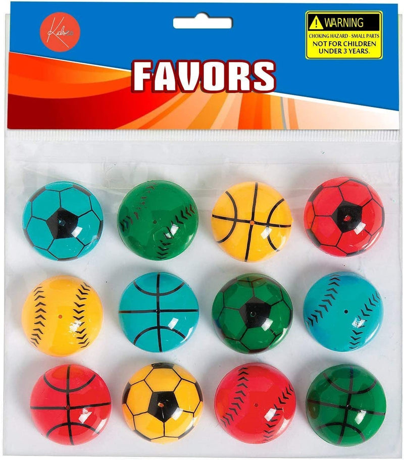 Kicko Sports Pop up Poppers 1.25 Inches - Pack of 12 - Assorted Vibrant Colors Sports