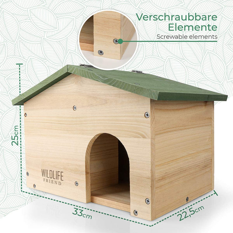 I Large hedgehog house winter festival with floor from wood i year -round weatherproof