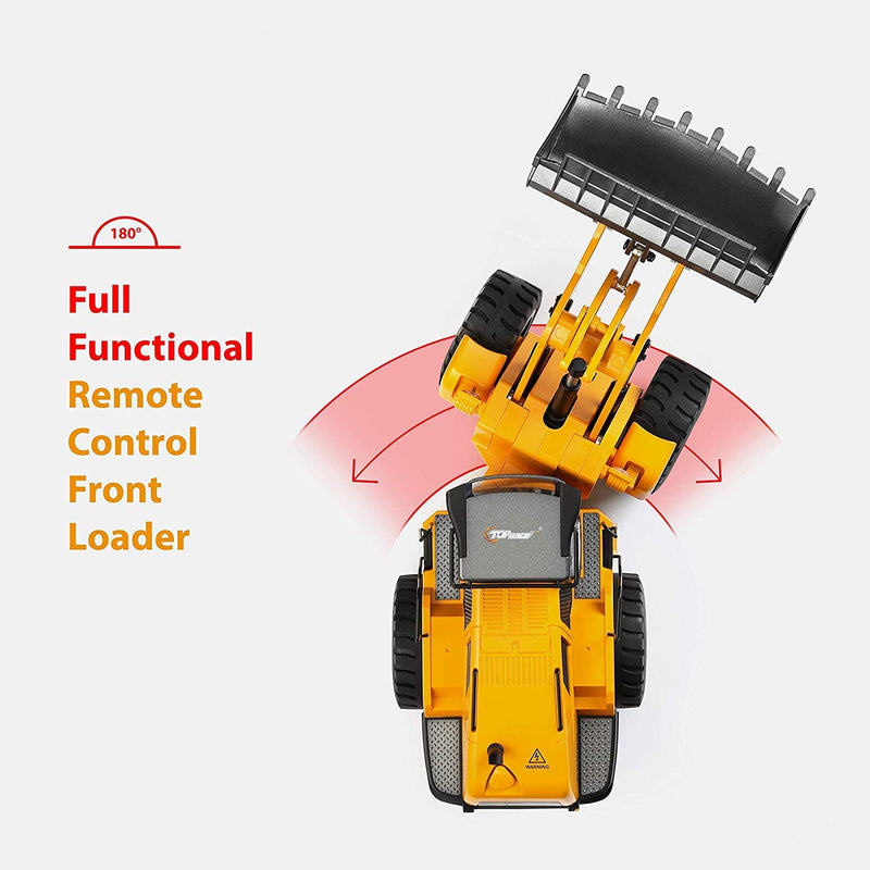 Top Race 10 Channel Full Functional Remote Control Front Loader Construction Tractor, Full