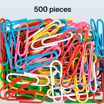 Kicko Jumbo Paper Clips - 500 Pack - Colorful - Assorted Colors and Durable Steel Vinyl