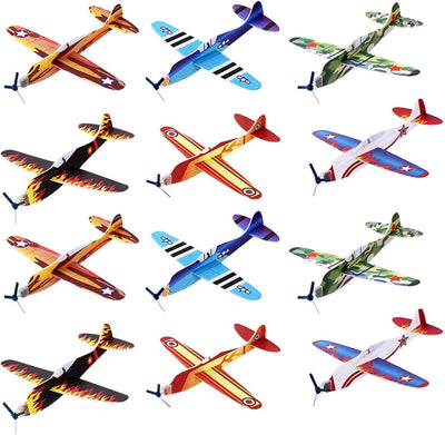 Kicko 12 Pack of Flying Glider Planes - Toys for Party, Kids and All Ages - Hand Launch