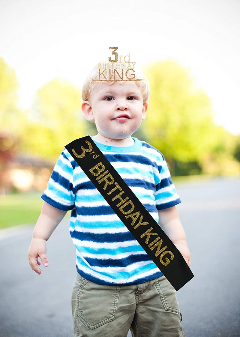 3rd Birthday King Crown and Sash for Boy,3rd Birthday for Him,3rd Birthday King Crown