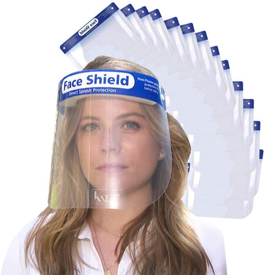 Katzco Reusable Face Shields - 14 Pack - Clear Full Face Visor Mask with Removable