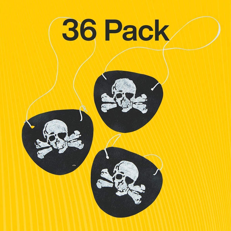 Kicko Black Felt Pirate Eye Patches with Skull Design - Pack