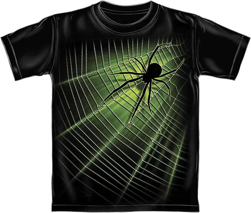 Giant Spider Web Glow in The Dark Youth Tee Shirt (Medium 8/10