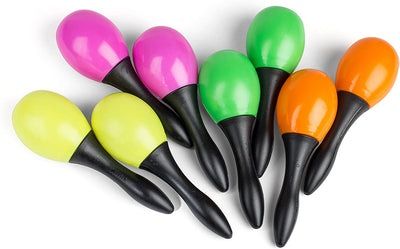 Add Life to The Party! 12 Two Toned Neon and Black Maracas, Colorful Party Favors