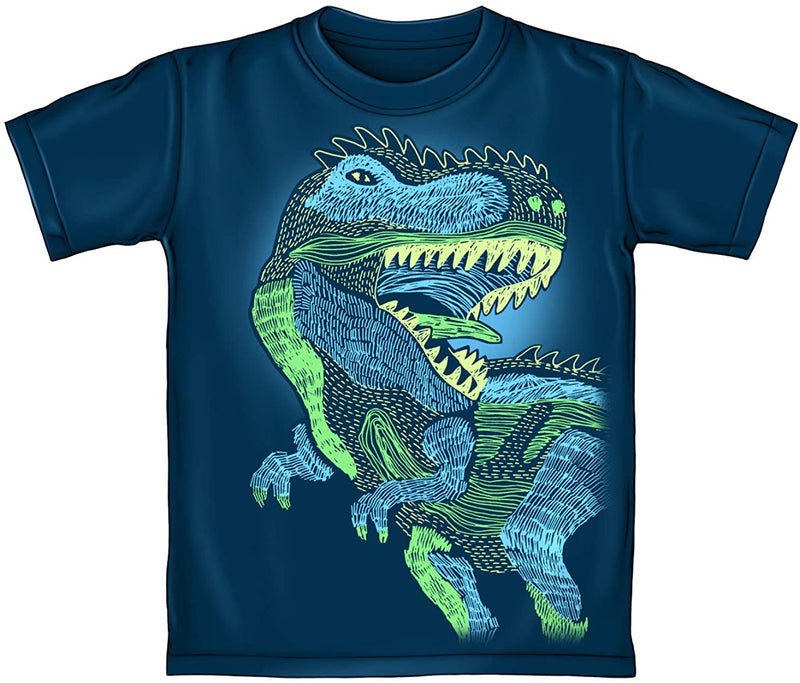 T-Rex Glow in The Dark Navy Youth Tee Shirt (Extra Small 2/4