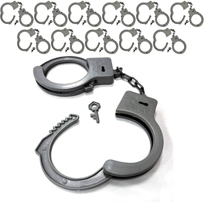 Kicko Plastic Handcuffs with Key for Imaginary Play, Costume Props - Gray, 11 Inch, Pack