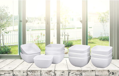 Bruntmor Large Ceramic Square Bowls - 26 Oz Durable Non-toxic Ceramic Bowls set of 12