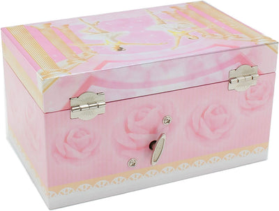 Jewelkeeper Girl's Musical Jewelry Storage Box with Pullout Drawer, Pink Rose Design