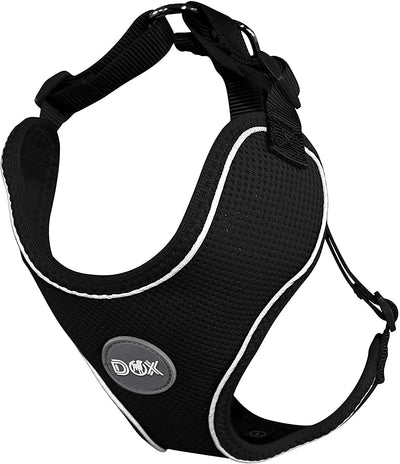 Dog harness reflectively adjustable to break away from breakouts.