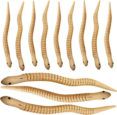 Kicko 12 Inch Wooden Craft Snake - 12 Pack Timber Animal, Blank Canvas, Arts and Crafts