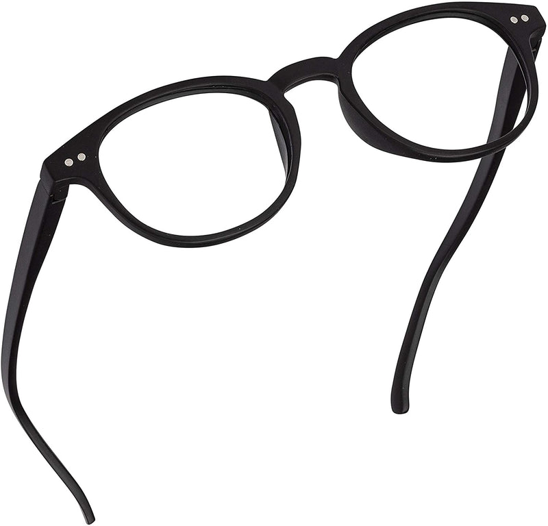 Round-Blue-Light-Blocking-Reading-Glasses-Black-2-00-Magnification-Computer-Glasses