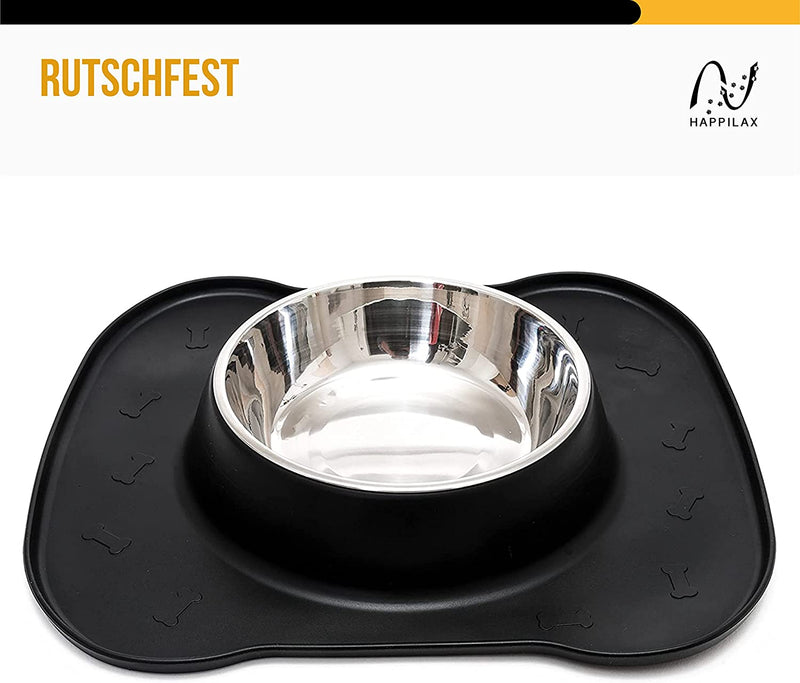 Dog bowl with integrated bowl pad for dogs and cats with stainless steel