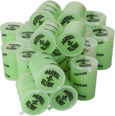 Kicko Glow in the Dark Slime Barrels - 12 Pack, Neon Green Sludgy Gooey Fidget Toys -