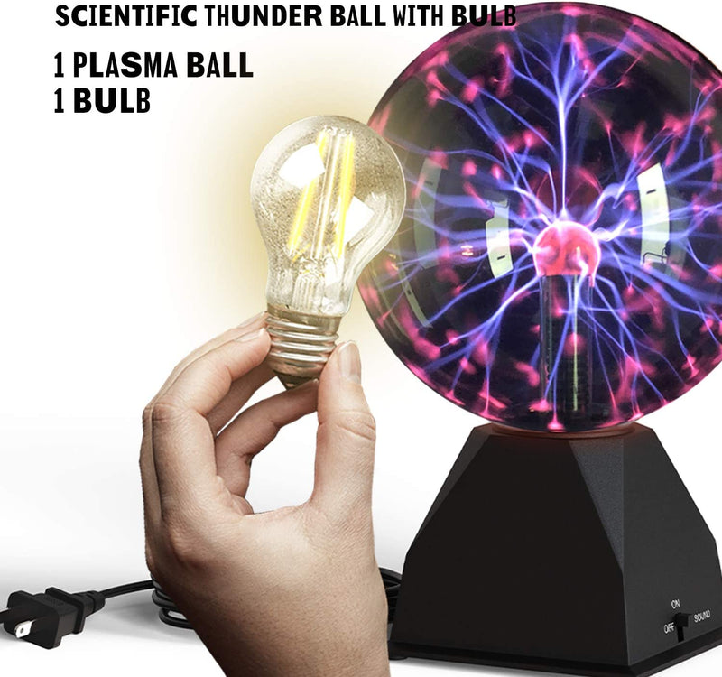 Katzco Plasma Ball with Bulb - 7.5 Inch - Nebula, Thunder Lightning, Plug-in -