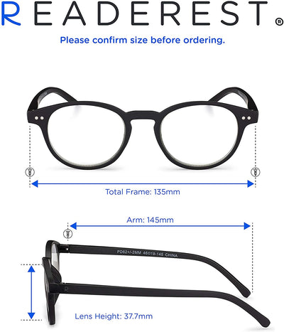 Round-Blue-Light-Blocking-Reading-Glasses-Black-2-00-Magnification-Computer-Glasses