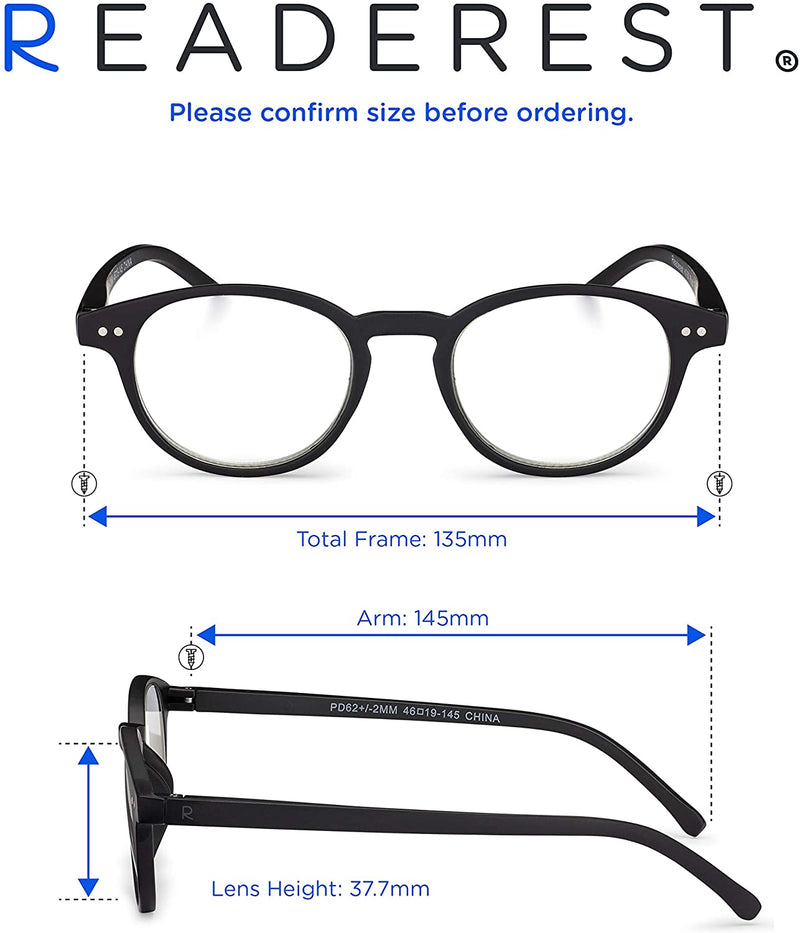 Round-Blue-Light-Blocking-Reading-Glasses-Black-1-50-Magnification-Computer-Glasses