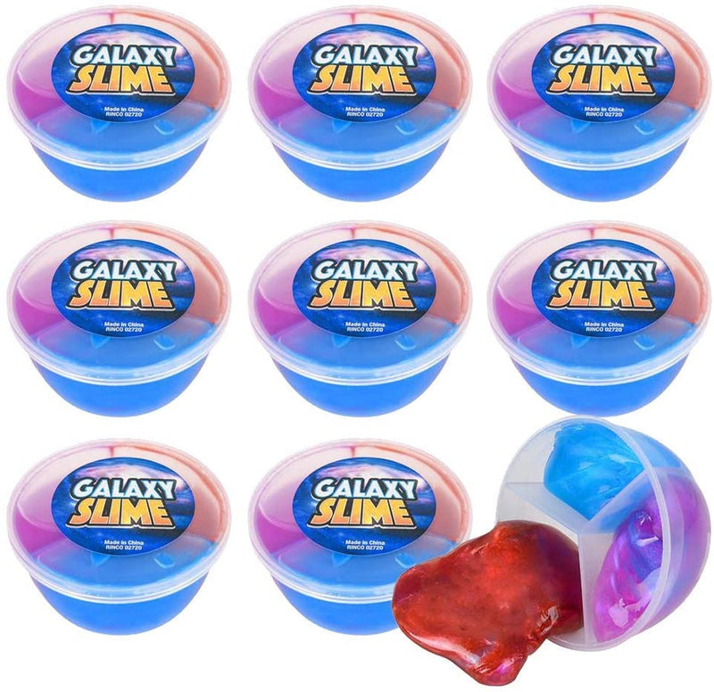 Kicko Galaxy Slime Tubs - Pack of 12 Three-Toned Marbled Slimes in a Tub - Good for Party