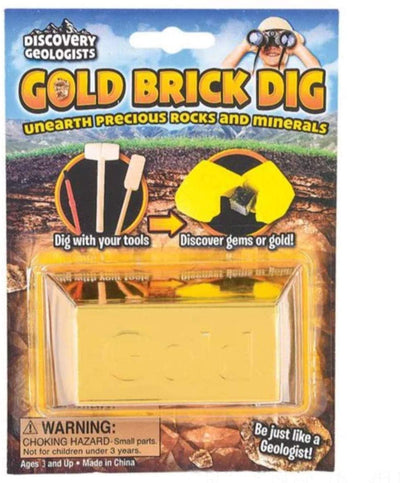 Kicko Excavation Kit - Gold Brick Dig Out - 8.25 Inch Gold Mining Set - Science