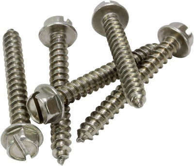 12 X 2" Stainless Slotted Hex Washer Head Screw, (25 pc), 18-8 (304) Stainless Steel