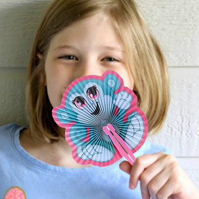 Kicko Folding Paper Monkey Fan - 12 Pack - 10 Inch - for Kids, Party Favors, Stocking