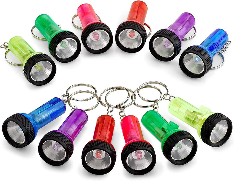 Kicko Mini Flashlight Keychains - 12 Pieces Assorted Color Mini Plastic Pocket Torch - 2