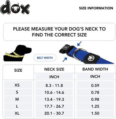 DDOXX Dog Collar Air Mesh, Adjustable, Padded | Many Colors & Sizes | for Small, Medium
