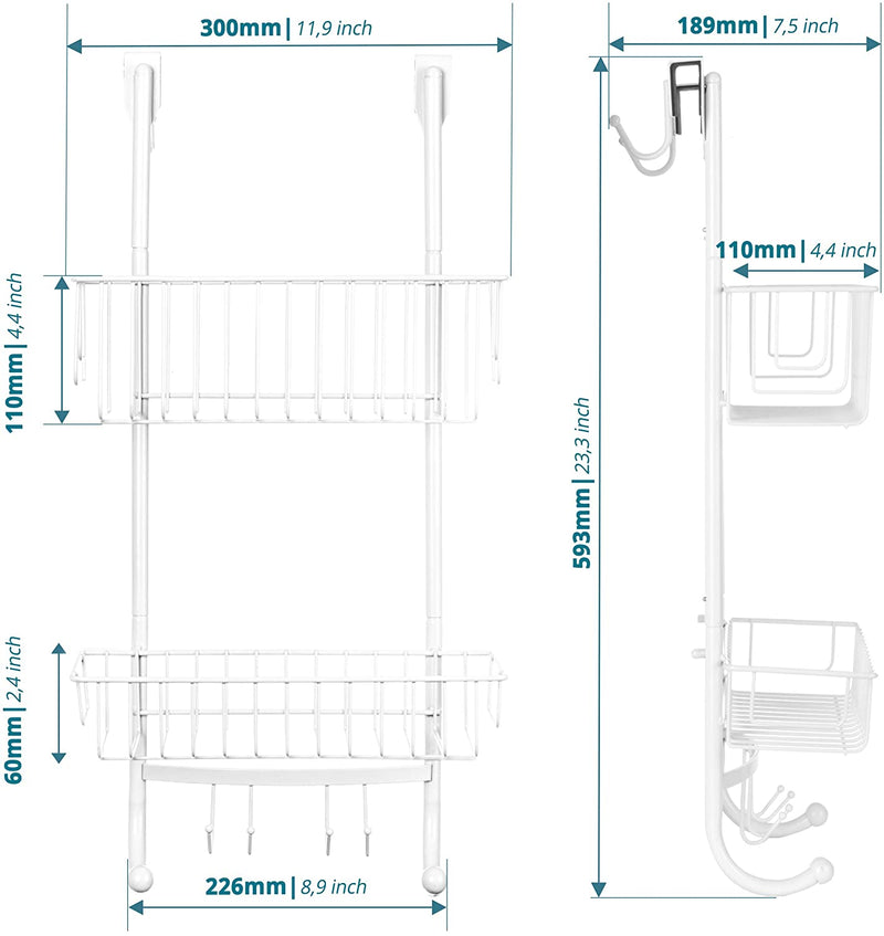 Hang shelf for the bathroom in gray/chrome optics 2x hanging basket 593 x 30 x 11 cm