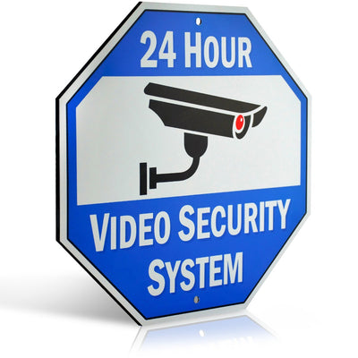 Bigtime Designs Aluminum Surveillance Sign, Stop Trespassing, 24 Hour Security Camera