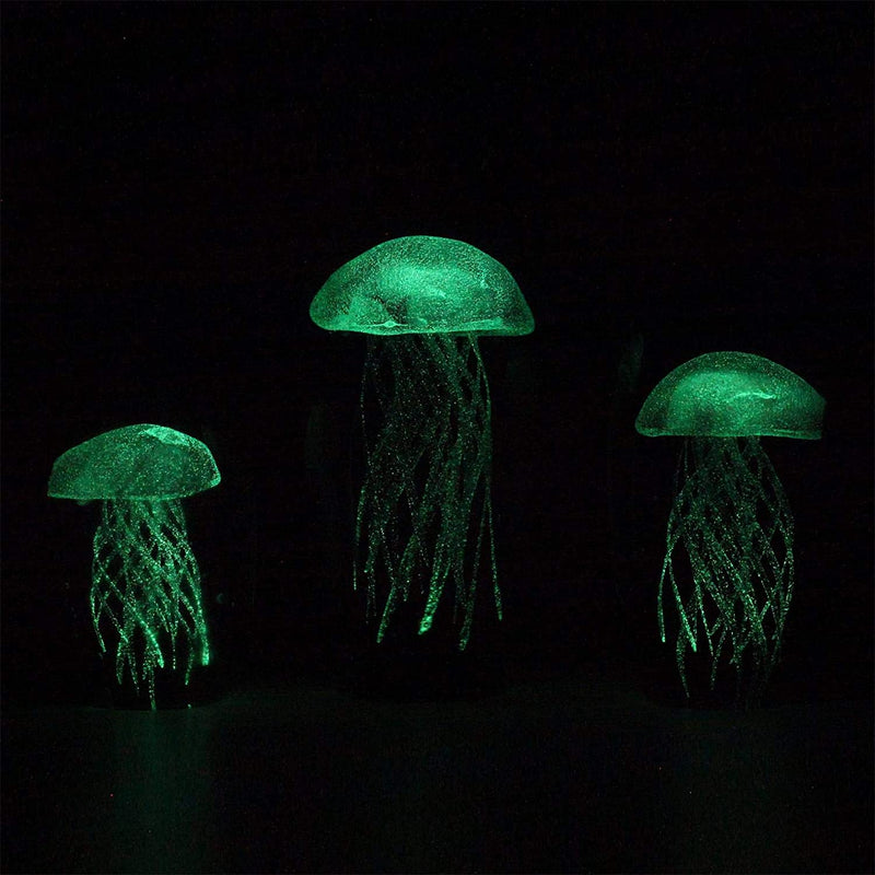 8 Inch Glass Jellyfish Paperweight, Glass Paperweight Figurine Glow in The Dark (Black