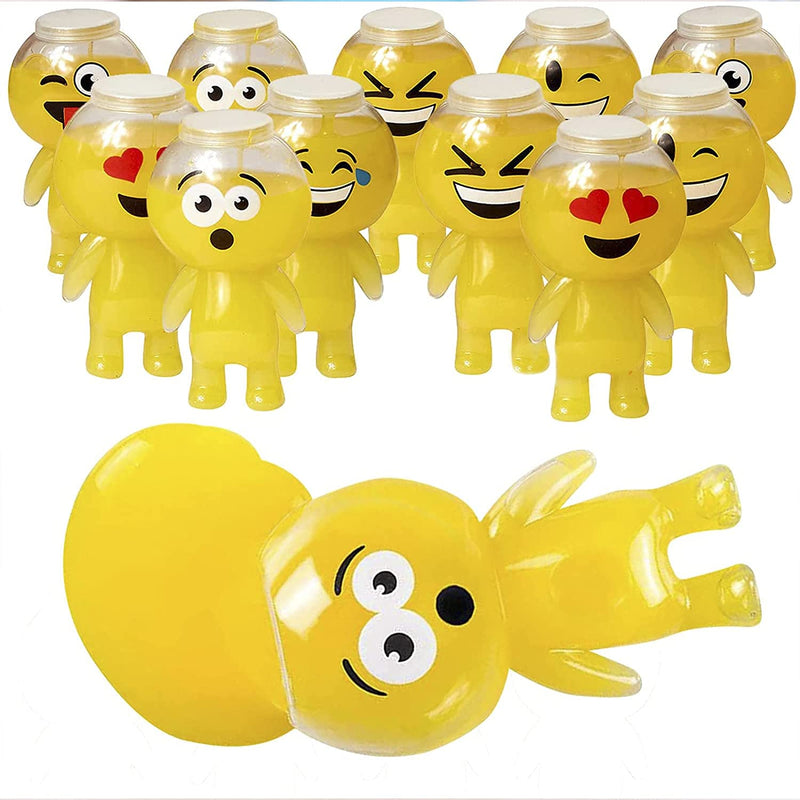 Kicko Emoticon Slime - 12 Pack - Yellow Sludgy Gooey Fidget Kit - for Sensory and Tactile