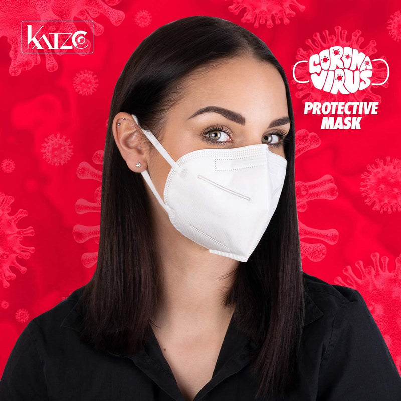 Katzco Face Masks - 5 Pack - Mouth and Nose Coverings with Elastic Ear Loops -