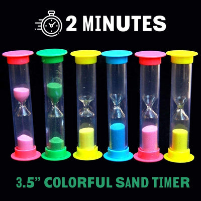 Kicko 2 Minute Sand Times Timers - 6 Pack - Hourglass Clock - for Party Favors, Kids Toys