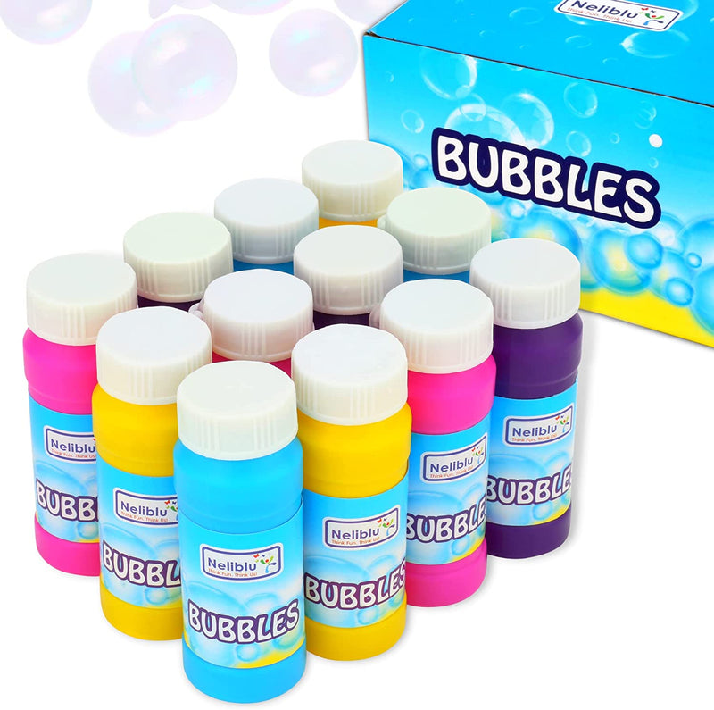 Bulk Party Bubbles - 12 Pack 2 Oz Bubble Bottles with Wands - Summer Fun Toys, Party