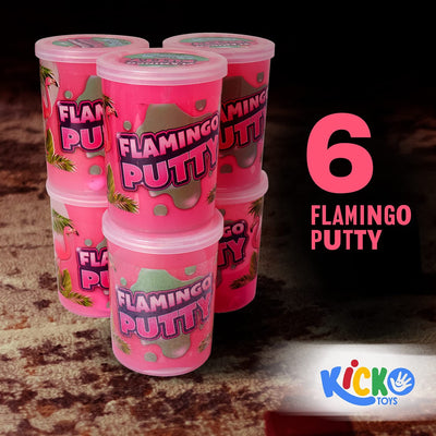 Kicko Flamingo Putty - 6 Pack Pink Colored Putty with Mini Flamingo - Educational Fidget